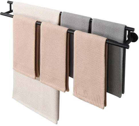 Alise Double Towel Bar Black,28 Towel Rack for Bathroom Wall Mounted,Bathroom Towel Rack SUS304 Stainless Steel Bathroom Towel Holder Quick Drying Hand Towel Holder Towel Bar for Walls
