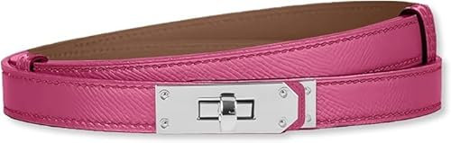 HEVIBK Ledergürtel Damen Gürtel Taillengürtel Damengürtel Leder Jeansgürtel Echtleder 38mm Breit schmaler Gürtel（Rose/Silber）