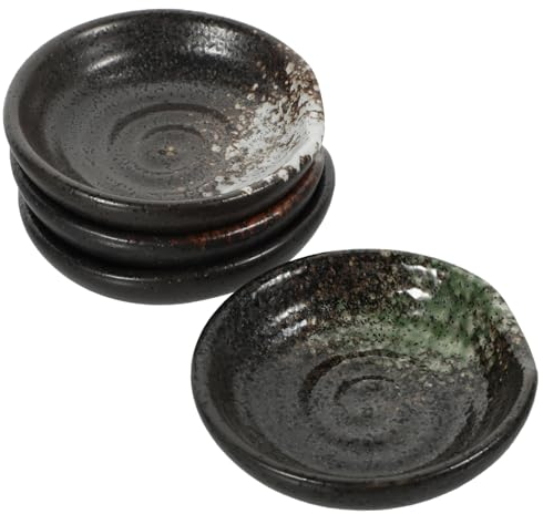 KICHOUSE 4pièces Set De Assiettes Apéritives Céramique Japonaise Colorée Petits Bols à Sauce Pratiques Pour Maison Restaurant Et Pique- Design Créatif Et Facile à Nettoyer
