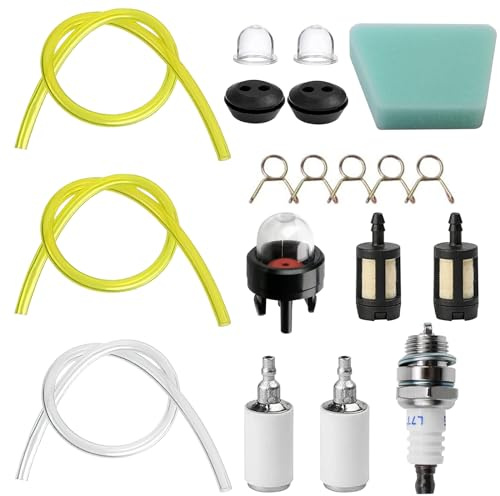 Lawn Mower Filter Kit, Universal Petrol Hose Kit for Strimmers, 3Pcs Fuel Pipe(3mm,3mm,2mm Inner Diameter),Fuel Filters for Strimmers Suitable for Lawnmowers, Chainsaws, Small Engines