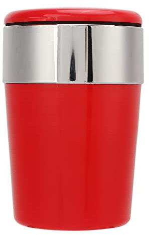 Edelstahl-ABS-Aschenbecher, Kegelförmiger Auto-Außenaschenbecher mit Deckel, Integriertes Lichtdesign, Geeignet für Reisen, Geschenke Usw (Rot)