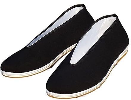 EDAT Traditioneller chinesischer Stil for Herren, Kung-Fu-Schuhe, altes Peking, Bruce leer, Tai Chi, Wushu, Schwarze Kampfsportschuhe, Anzug, Sportbekleidung Stoffschuh(1,48 EU)