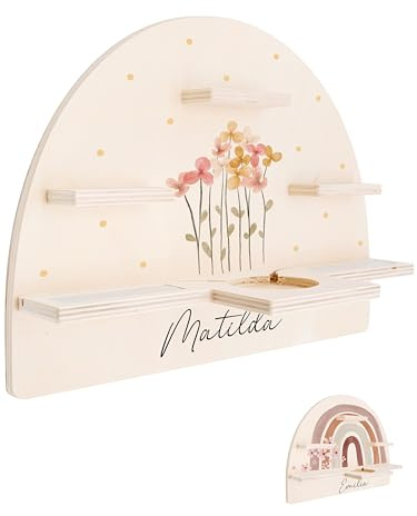 Bärenfreunde personalisiertes Tonie Regal für Kinderzimmer - Magnetisches Toniebox Regal für Toniebox1 & 2 Plus Figuren mit abgerundeten Ecken & Kanten (Blumen Punkte)