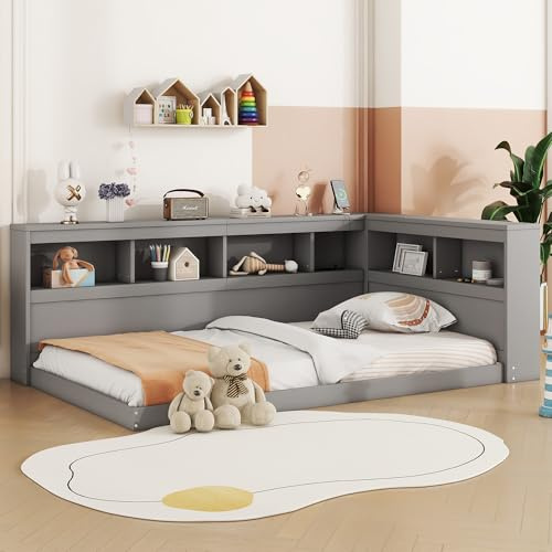 Moimhear Daybett, 90x200cm, Schlafsofa, Tagesbett, Mit Steckdose und 2 USB-Anschlüssen, Bett mit Lattenrost (ohne Matratze), Spanplatte (Grau)