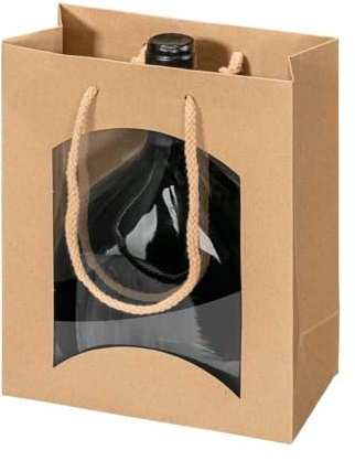 Bocksbeutel, Geschenktasche, Kraftpapier, 17 + 8,5 x 20 cm, naturfarben, 20 Stück