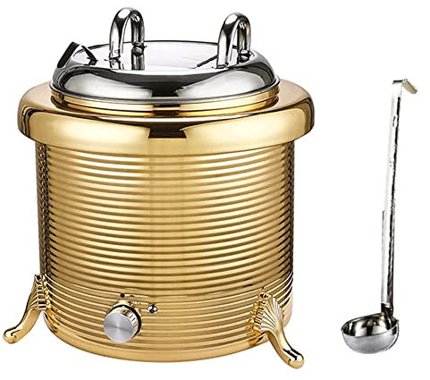 DLAZUM Olla sopera Comercial de 10 l, Calentador de Sopa eléctrico, Control de Temperatura de Chimenea de Doble Capa de 80 ℃, Calentador de Vino, A (B)