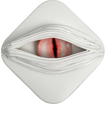 Contact Lens Cases, Halloween Scary Eye Personality Contact Storage Box, with Mirror, Tweezers & Suction Stick,No Contain Contact Lens,Travel Portable Lens Organizer BoxD (White)