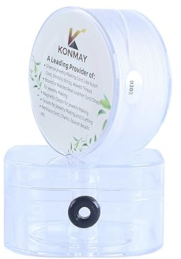 KONMAY 0.8mm Nylonschnur für Armbänder mit Organizer-Box, 120 Meters Weiß Nylonfaden Satinschnur für Schmuck, Makramee, Kumihimo, Perlenarbeiten, Chinesische Knoten & Handwerk