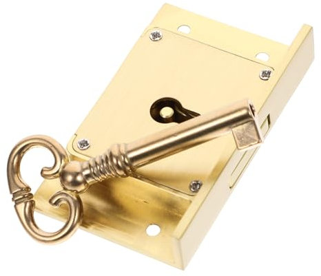 Angoily Vintage Copper Lock for File Cabinet Drawer Solid Brass Home Office Security Lock Keys for Furniture Safety