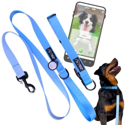 GoodBoyRoger-Collar Localizable sin cuota-Sin GPS-Correa Perro-Collar Perro pequeño-Mediano-localizador-Collares para Perros-Correa Larga-rastreador para Perros