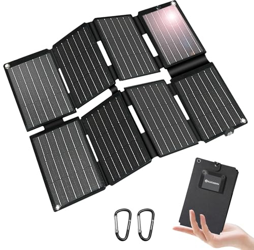 ELECAENTA 25W Mini Caricabatterie Solare Portatile, Pannello Solare Pieghevole 2 Porte USB-A e USB-C, IP68 Impermeabile per Cellulare/Tablet/Power Bank Campeggio Escursioni Emergenza