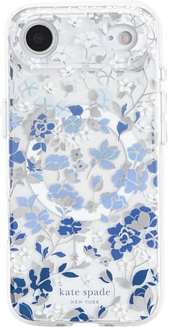 Kate Spade New York iPhone Air Case - Compatible with MagSafe - Designer Phone Case - Flowerbed Blue Gems