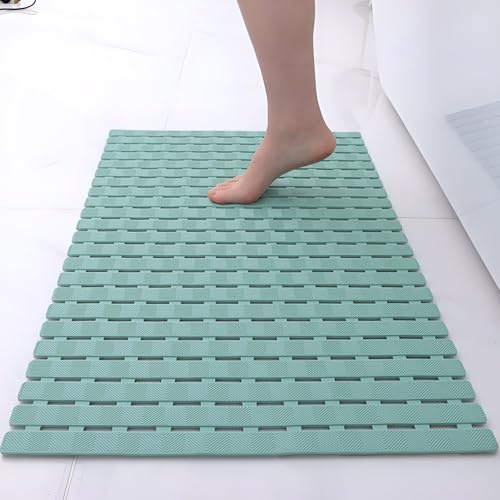 easyBee Duschmatta, hudvänlig, 70x40 cm, badkarsmatta för barn, halkfri duschmatta, BPA-fri, latexfri, halkfri, mögelbeständig, maskintvättbar, duschinsats, halkfri (grön)