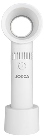 Jocca - Ventilador de Mano Portátil sin Aspas, Recargable USB, 3 Velocidades, 5W, Ligero y Compacto, Blanco y Verde (Blanco)