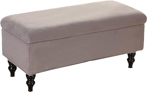 LyzqxHL Ottomanenbezug, Samt-Aufbewahrung, Stretch-Rechteckbank-Schonbezug, Klappbank, Fußstütze, Fußhocker, Möbelschutz, Ottomanenbezüge mit Gummiband(Grey,Large)