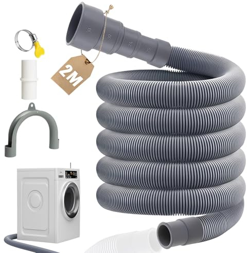XEIYEI Ablaufschlauch Waschmaschine 2M Universal Waschmaschinenschlauch Abwasserschlauch Verlängerung Set 4 Schnittstellengrößen für Waschmaschinen Spülmaschine Wohnmobil