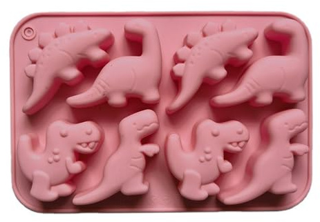 JchEnye Adorable molde de silicona para chocolate con forma de dinosaurio, 18,7 × 12,5 × 2,2 cm Molde para chocolate con forma de dinosaurio, silicona para dulces,gelatina (rosa)