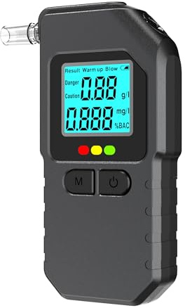 ELLENNE Professioneller tragbarer Alkoholtester mit halb-elektrochemischem Sensor – Digitales Alkoholmessgerät mit LCD-Farbdisplay für Auto und Motorrad
