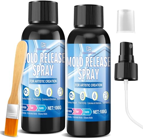 Silicone Mold Release Spray - 200ml Water Based Fast Drying Odorless Non-Stick, Mold Release for Candles, Soap, Plaster & Epoxy Resin, Universal for Silicone Molds for Resin, Plastic & Candle Molds