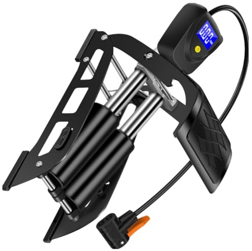 BUGUUYO Haushaltspumpe mit Digitalanzeige Hochvolt Kleiner Fußpumpe Tragbar für Fahrrad Elektroauto Motorrad und Auto Pedal Luftpumpe Multifunktional für Ball und Aufblasbare Artikel