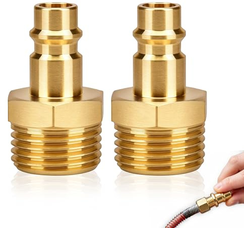 ZWWOGE 2 Pezzi Raccordo Aria Compressa 1/2 Pollice Ottone, Con Filettatura Esterna, per Tubo e Connettore