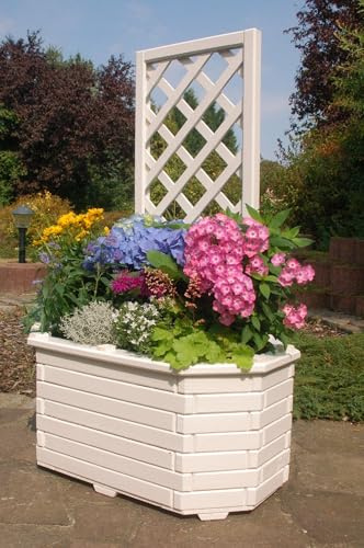 Deko-Shop-Hannusch Pflanzkasten, Blumenkasten, Blumenkübel aus massivem Holz mit schön gearbeiteter Pergola, für den Garten
