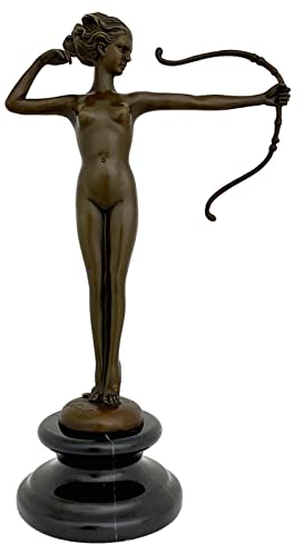 aubaho Bronzeskulptur Diana mit Bogen Antik-Stil Bronze Figur Statue 31cm