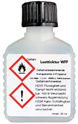30 ml Flussmittel/Löttinktur WFF in Pinselflasche -No-Clean Elektronik-Flux-, speziell zum löten auf Keramik- und Siliciumsubstraten und perfekt zum Handlöten, SMD-löten u. Litzenverzinnen