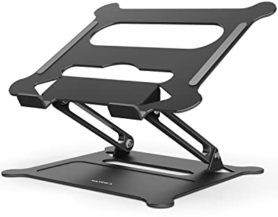 Laptop Stand Holder - Maxesla Aluminum Foldable Portable Ventilated Desktop Laptop Holder, Ergonomic Laptop Stand with Anti-Skid Design, for Laptops up to 17, Black