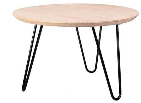 Runder Couchtisch Kalmar Hell - Eichenholz 50x50x31cm - Kleiner Beistelltisch Mit Metallbeinen