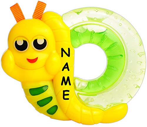 alles-meine.de GmbH Beißring/Kühlbeißring - mit Rassel - für Babys ab 3 Monaten - inkl. Name - Tier - süße Schnecke - mit Massage Noppen - Greifling aus Hartgummi Baby - Kühlun..