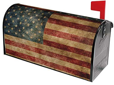 Mount Hour Retro American Flag Mailbox Covers Magnetic Post Box Cover Wraps Standard Size 21x18 Inches for Garden Yard Decor