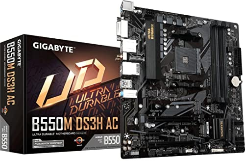 GIGABYTE B550M DS3H AC (AM4 AMD/B550/Micro ATX/Dual M.2/SATA 6Gb/s/USB 3.2 Gen 1/PCIe 4.0/HMDI/DVI/DDR4/scheda madre)