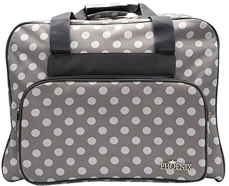 Phönix Taschen für Nähmaschinen 45x21x37cm und Overlockmaschinen 39x32x36cm (Polka Dots Grau, Nähmaschinentasche)