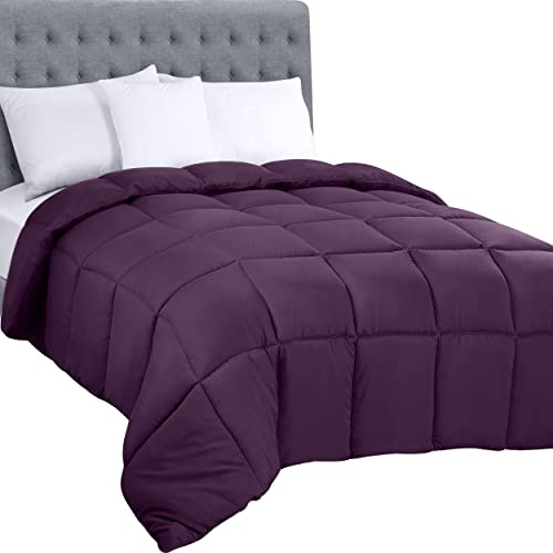 Utopia Bedding Couette Toutes Saisons 250 g/m² – Couette en Fibre siliconée en Peluche – Coutures carrées (Prune, Grand lit)