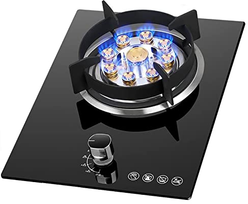 CHALKE Fornello A Gas da Incasso da 32 Cm, Piano Cottura da Cucina Fornello A Gas da 5,2 KW, Piano Cottura in Vetro Temperato Nero, Convertibile NG/GPL (Color : A, Size : LPG)