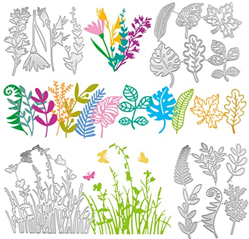 Stanzschablone Blumen Schmettering Blatt Zweig metall Scrapbooking Prägeschablonen Stanzformen Schablonen Für Scrapbooking,Karten, Handwerk Prägen DIY Geburtstag Geschenk (Frühlings-Stanzform)