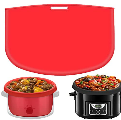 Silicone Slow Cooker Liners, Easy Clean Reusable Kitchen Cooking Bags BPA Free, Leakproof Silicone Bags Slow Cooker Liners Fit 6-8 Quarts Crockpot for Oval or Round Pot (red)