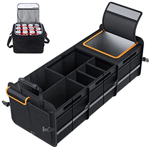 Kofferraum Organizer mit Klett | Auto Kofferraumtasche für Einkauf, Ordnung, Transport, Utensilien, Aufbewahrung | Universal Falt-Box Klein and Stabil | Auto-Zubehör Gadget mit Eisbeutel