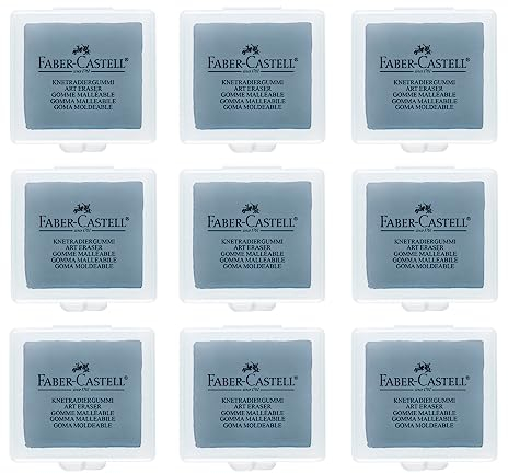FABER-CASTELL 205051 - Knetradiergummi Art Eraser 127220, grau, 9 Stück
