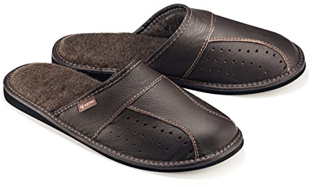 ESTRO Zapatillas Casa Hombre Invierno - Pantuflas Invierno Zapatillas de Casa Pantuflas Hombre Cuero MZ01