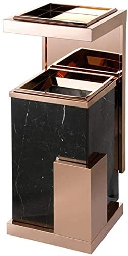 Papelera Bote de Basura Cubo de Basura Cubo De Basura De Lujo De Acero Inoxidable De 12 L, Cubo De Basura De Mármol Con Cenicero, Cubo De Basura Grande Vertical for Exteriores En El Vestíbulo Del Hote