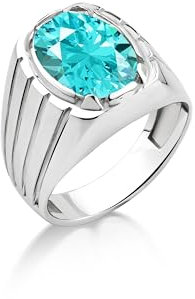 BySilverStone Jewelry Antiker Blauer Topas-Ring Für Männer Aus Sterlingsilber, Vintage-Ehering Aus Silber Für Herren Mit Topas-Steinen, Aqumarin-Silber-Siegelring Als Geschenk