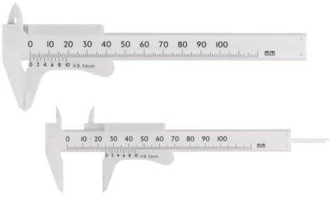 QUARKZMAN 20uds Mini Plástico Calibrador 100mm Métrico Vernier Calibradores Deslizantes Calibre Portátil Regla Medición Herramienta, Blanco