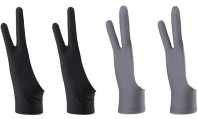 WHTCHSU Artist Gloves, 4 Pack - Black, Gray - 3.15 x 8 inch - For Drawing, Sketching, Inking, Coloring, Digital Drawing - Universal for Both Hands, Reduces Friction