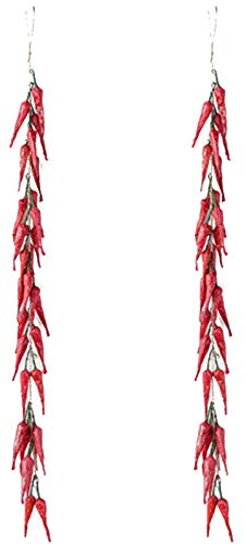 2 pièces Légumes Artificiels Décoration Suspendu, Piments Artificiels Guirlande Légumes Cordes Poivron Rouge Décorations Suspendues Chaînes Légumes Artificiels Réalistes Décorations Pour à la Maison