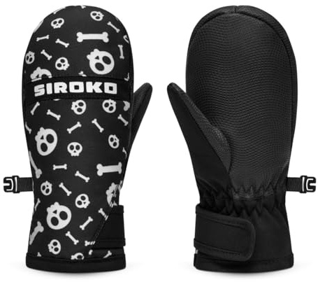 SIROKO Manoplas térmicas esquí niños esquí y nieve Spook Negro 9-10 (140 cm)