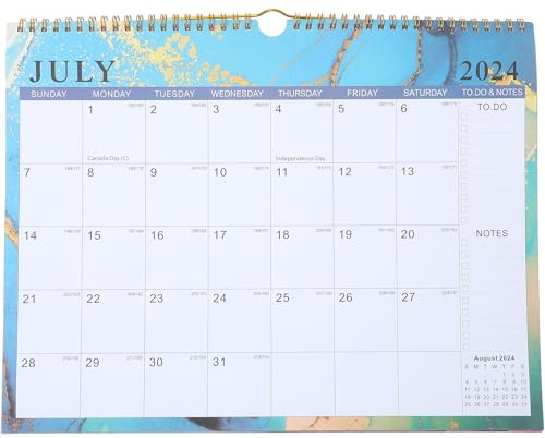 TEHAUX Wandkalender 2024-2025 - 18 Monate Monatsplaner Mit Spiralbindung FüR BüRo Und Zuhause Hochwertiges Papier FüR Reibungsloses Schreiben Und Einfache Datumsanzeige