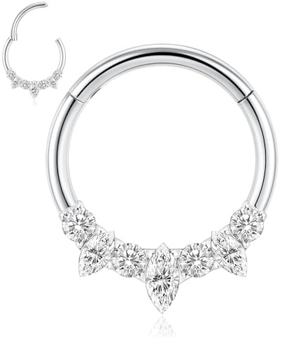 hengkaixuan 16 G Septum clicker-ring, 316L, daith-örhängen, rook-piercing, conch, näsring, segmentring med gångjärn, sömlös clicker-ring, brosk-, tragus-, helix-piercingsmycke, små runda örhängen