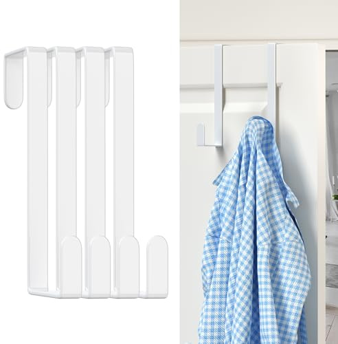 Aktualisierte 15,2 cm Türhaken (4 Stück), passend für fast alle Türen bis zu 4,5 cm, breiter Metall-Türhänger zum Aufhängen von Handtüchern, Kleidung, Taschen an der Innentür von Badezimmer/Schrank